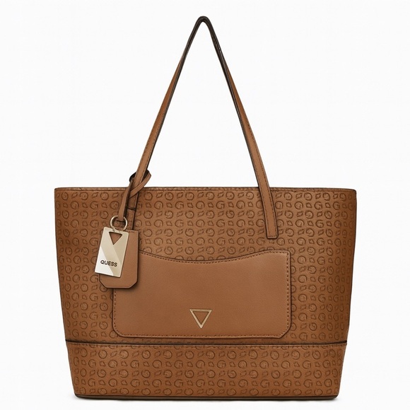 Guess Handbags - Guess Women’s Large Brown Tote Handbag – Stylish & Spacious Everyday Bag.